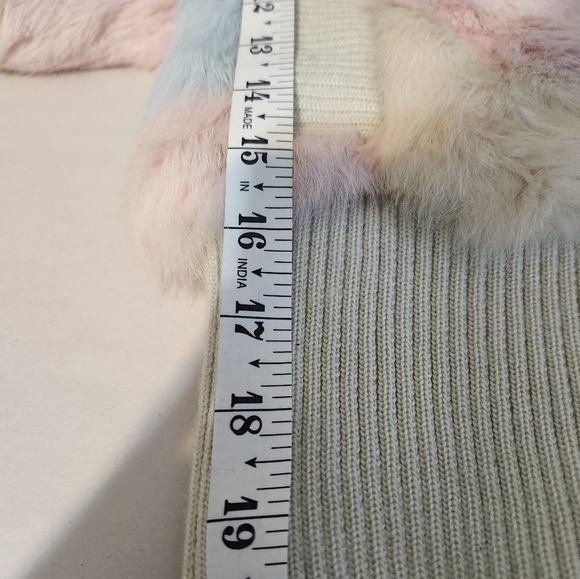 bebe rare rainbow multicolor rabbit fur coat sz S preppy Y2K lined - Picture 13 of 13